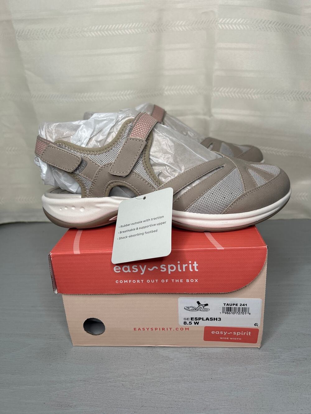 Easy Spirit Splash Flat Hiking Sandals Taupe Womens Size 8.5 Wide
